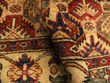 handmade Geometric Super Kazak Gold Blue Hand Knotted RECTANGLE 100% WOOL area rug 4x6