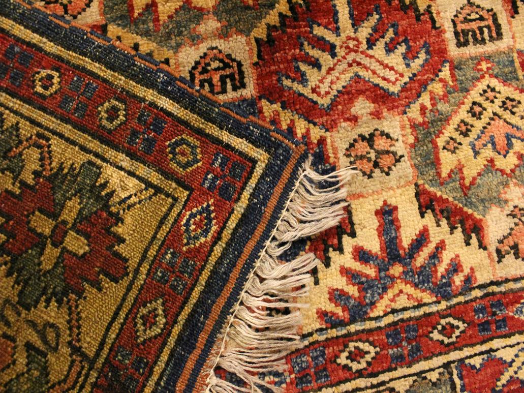 handmade Geometric Super Kazak Gold Blue Hand Knotted RECTANGLE 100% WOOL area rug 4x6