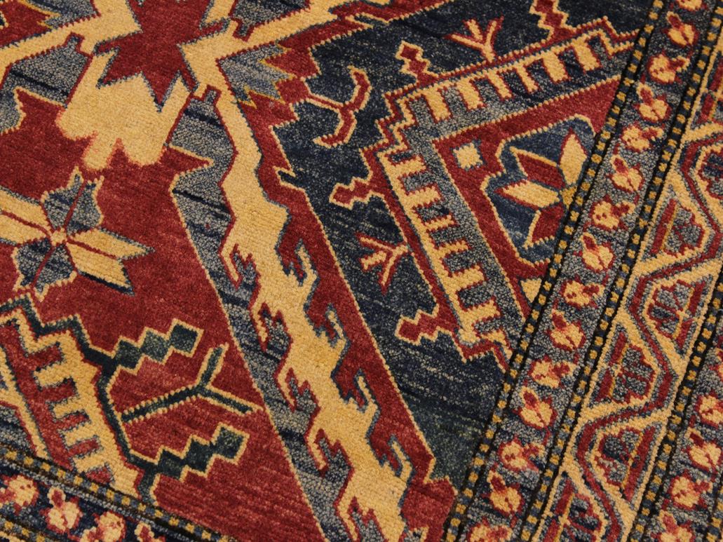 handmade Geometric Super Kazak Red Beige Hand Knotted RECTANGLE 100% WOOL area rug 4x6