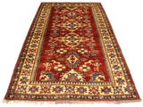 handmade Geometric Super Kazak Red Gold Hand Knotted RECTANGLE 100% WOOL area rug 4x6