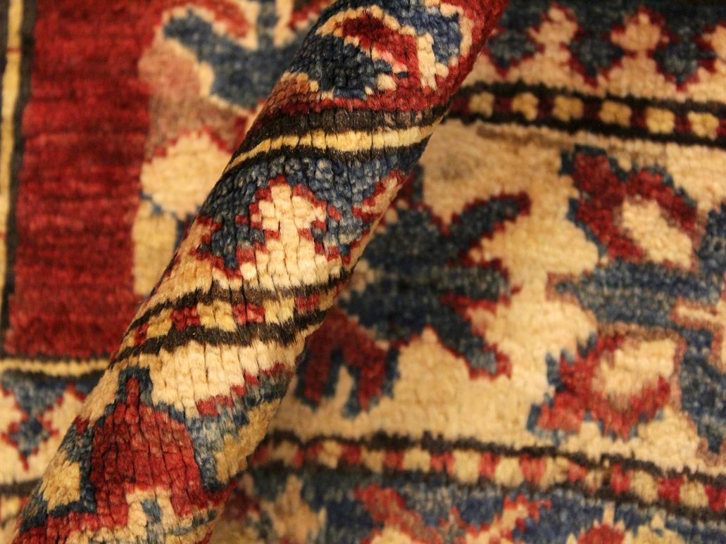 handmade Geometric Super Kazak Red Gold Hand Knotted RECTANGLE 100% WOOL area rug 4x6