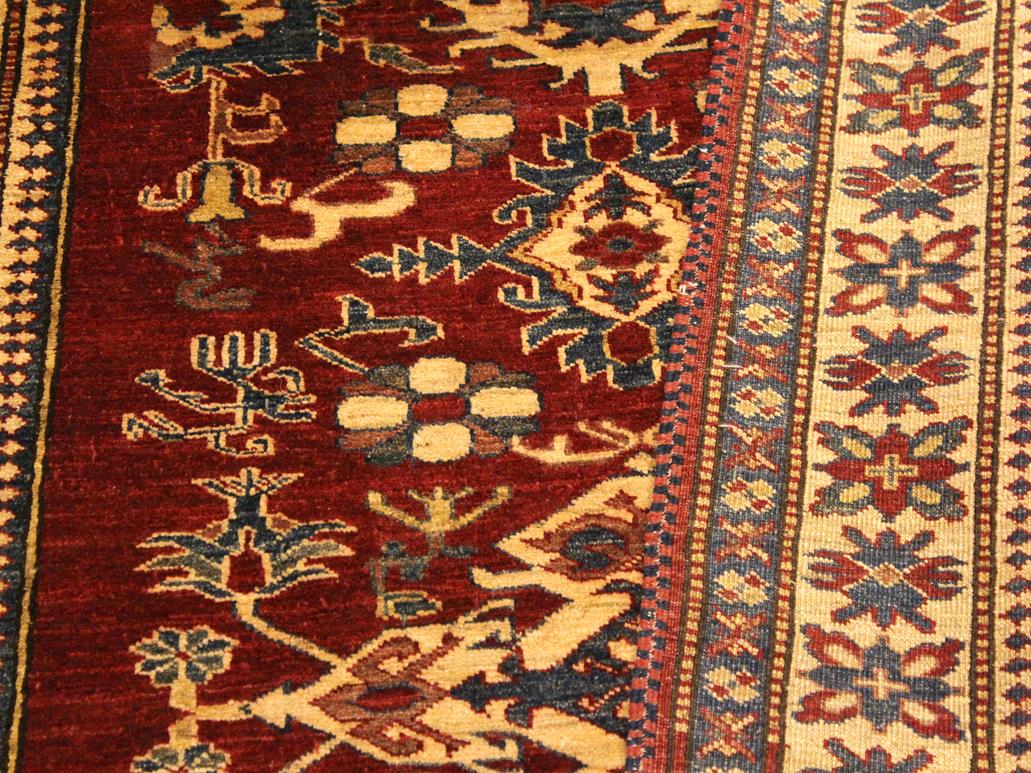 handmade Geometric Super Kazak Red Gold Hand Knotted RECTANGLE 100% WOOL area rug 4x6