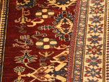 handmade Geometric Super Kazak Red Gold Hand Knotted RECTANGLE 100% WOOL area rug 4x6