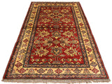handmade Geometric Super Kazak Red Gold Hand Knotted RECTANGLE 100% WOOL area rug 4x5