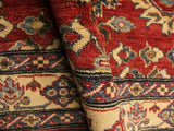 handmade Geometric Super Kazak Red Gold Hand Knotted RECTANGLE 100% WOOL area rug 4x5