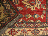 handmade Geometric Super Kazak Red Gold Hand Knotted RECTANGLE 100% WOOL area rug 4x5