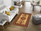 handmade Geometric Super Kazak Gold Red Hand Knotted RECTANGLE 100% WOOL area rug 5x6