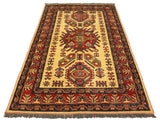 handmade Geometric Super Kazak Gold Red Hand Knotted RECTANGLE 100% WOOL area rug 5x6