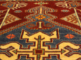 handmade Geometric Super Kazak Rust Tan Hand Knotted RECTANGLE 100% WOOL area rug 4x5