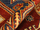 handmade Geometric Super Kazak Rust Tan Hand Knotted RECTANGLE 100% WOOL area rug 4x5