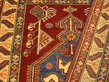 handmade Geometric Super Kazak Rust Tan Hand Knotted RECTANGLE 100% WOOL area rug 4x5