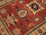 handmade Geometric Super Kazak Rust Beige Hand Knotted RECTANGLE 100% WOOL area rug 4x6