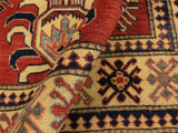 handmade Geometric Super Kazak Rust Beige Hand Knotted RECTANGLE 100% WOOL area rug 4x6