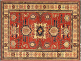 Rustic Super Kazak Karon Rust/Beige Wool Rug - 4'0'' x 6'2''