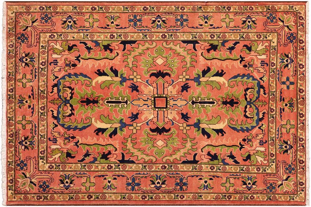 handmade Geometric Kafkaz Chobi Ziegler Rust Rust Hand Knotted RECTANGLE 100% WOOL area rug 5 x 7