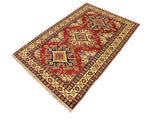 handmade Geometric Super Kazak Red Beige Hand Knotted RECTANGLE 100% WOOL area rug 4x6