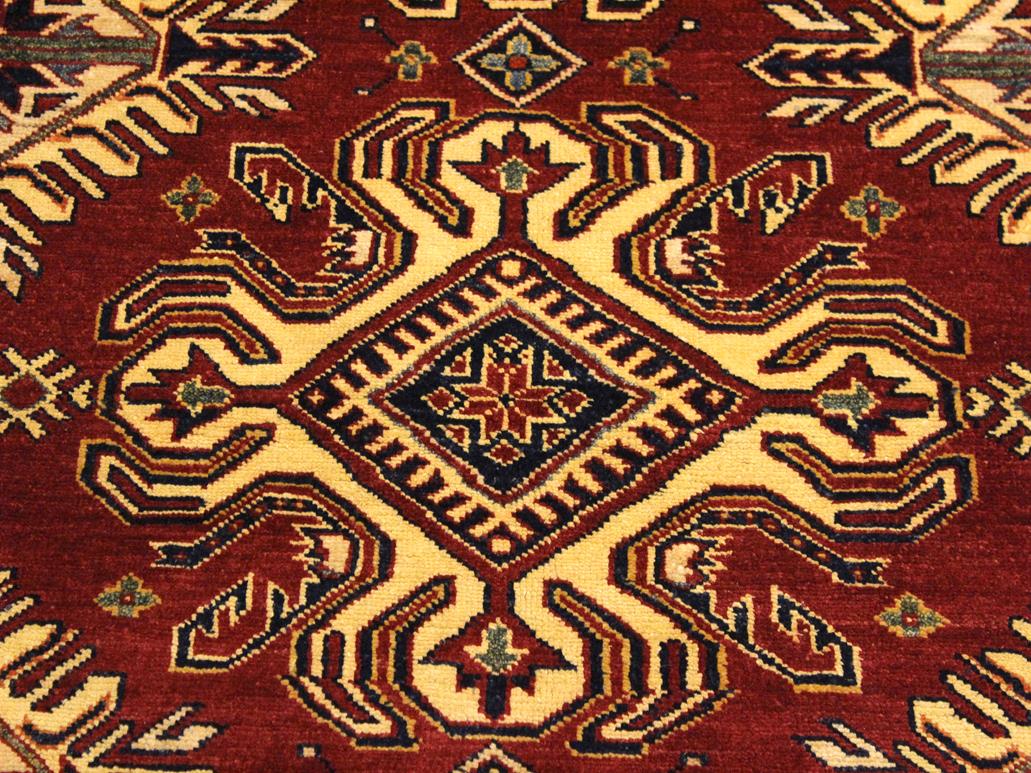 handmade Geometric Super Kazak Red Beige Hand Knotted RECTANGLE 100% WOOL area rug 4x6