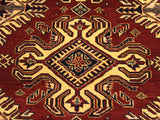 handmade Geometric Super Kazak Red Beige Hand Knotted RECTANGLE 100% WOOL area rug 4x6