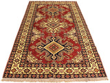 handmade Geometric Super Kazak Red Beige Hand Knotted RECTANGLE 100% WOOL area rug 4x6