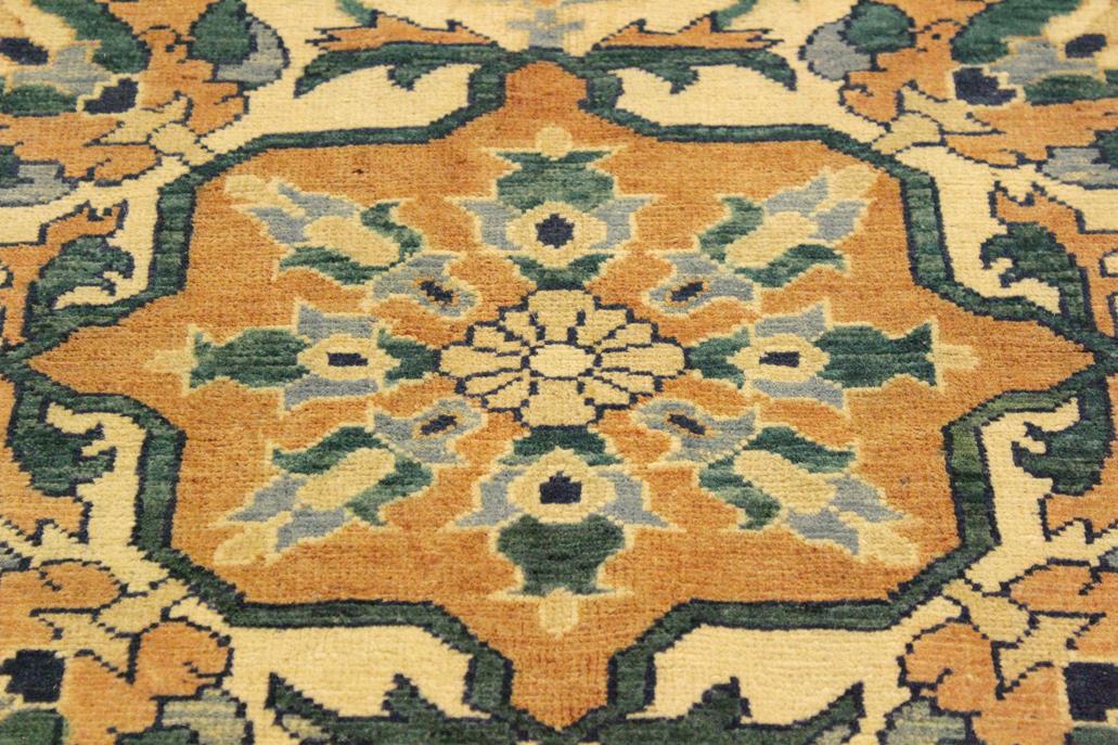 handmade Geometric Kafkaz Chobi Ziegler Tan Orange Hand Knotted RECTANGLE 100% WOOL area rug 5 x 7