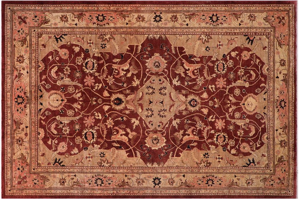 handmade Geometric  Aubergine Tan Hand Knotted RECTANGLE 100% WOOL area rug 12 x 17