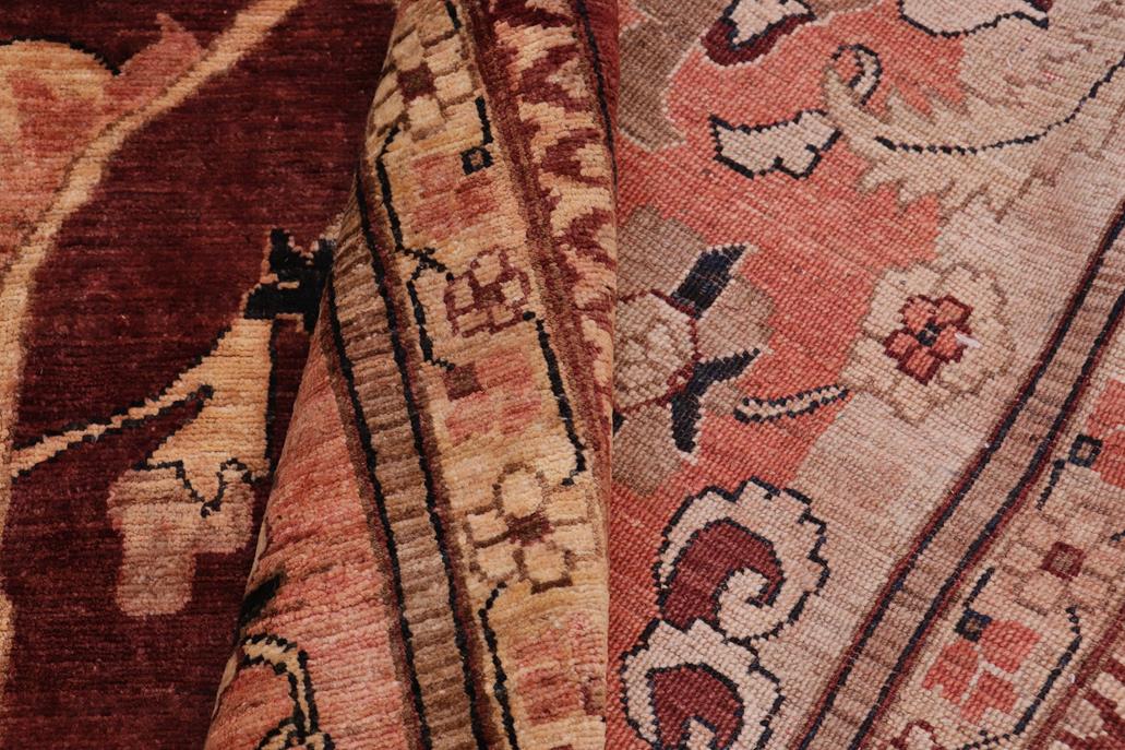 handmade Geometric  Aubergine Tan Hand Knotted RECTANGLE 100% WOOL area rug 12 x 17