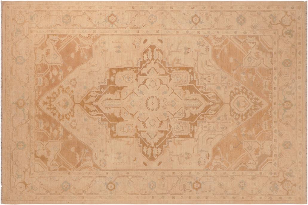 handmade Geometric Kafkaz Chobi Ziegler Brown Tan Hand Knotted RECTANGLE 100% WOOL area rug 6 x 9