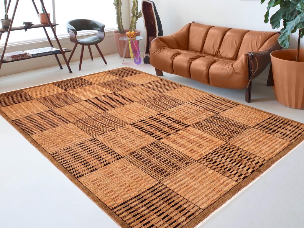 Shabby Chic Gabbeh Suzann Tan/Brown Wool Rug - 7'10'' x 9'8''