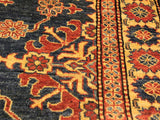 handmade Geometric Super Kazak Blue Tan Hand Knotted RECTANGLE 100% WOOL area rug 5x6