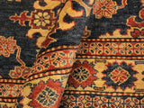 handmade Geometric Super Kazak Blue Tan Hand Knotted RECTANGLE 100% WOOL area rug 5x6