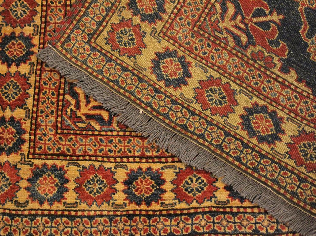 handmade Geometric Super Kazak Blue Tan Hand Knotted RECTANGLE 100% WOOL area rug 5x6