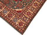 handmade Geometric Super Kazak Green Beige Hand Knotted RECTANGLE 100% WOOL area rug 7x10