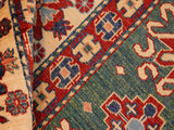handmade Geometric Super Kazak Green Beige Hand Knotted RECTANGLE 100% WOOL area rug 7x10