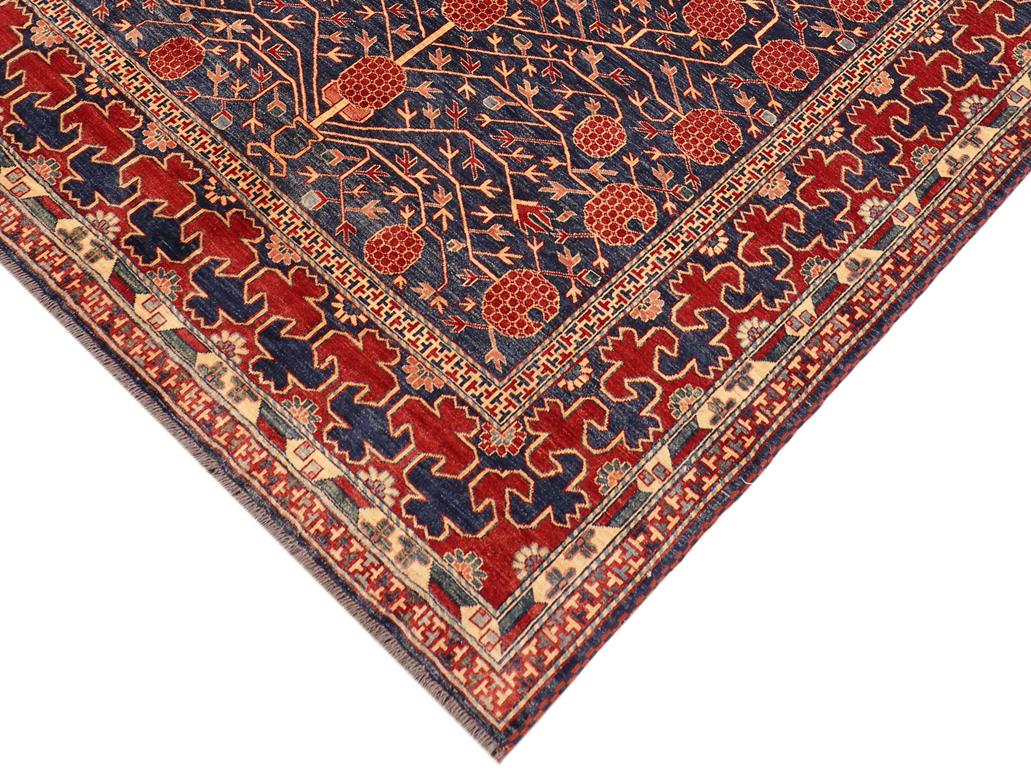 handmade Geometric Super Kazak Blue Red Hand Knotted RECTANGLE 100% WOOL area rug 7x8