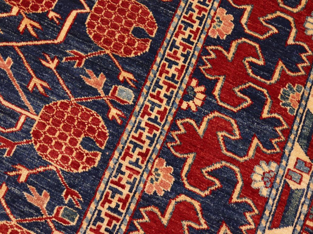 handmade Geometric Super Kazak Blue Red Hand Knotted RECTANGLE 100% WOOL area rug 7x8
