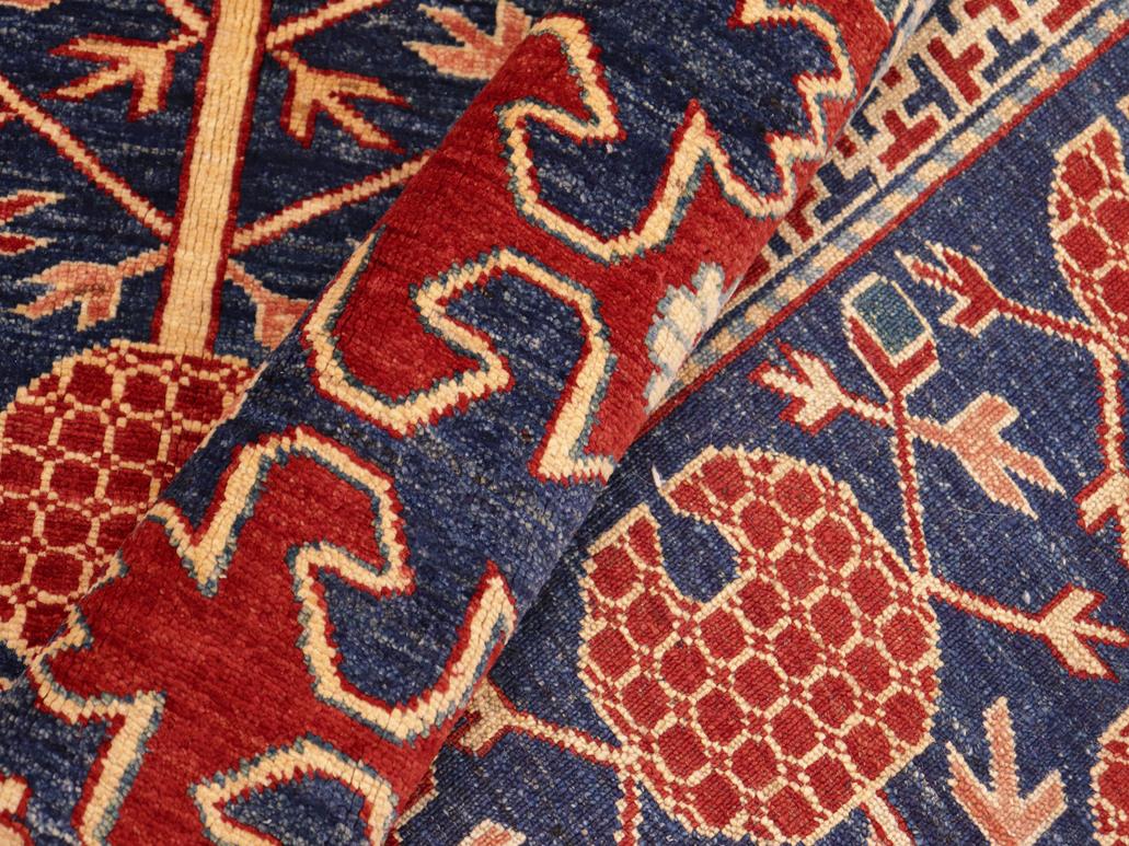 handmade Geometric Super Kazak Blue Red Hand Knotted RECTANGLE 100% WOOL area rug 7x8