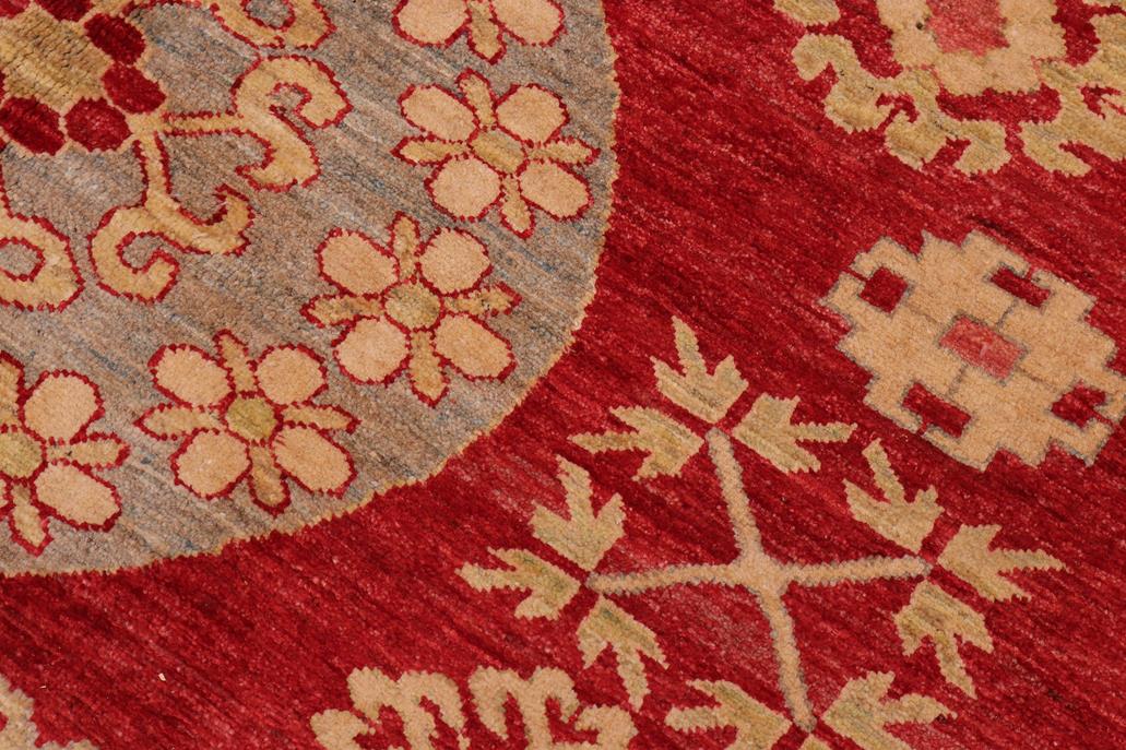 handmade Geometric Kotan Red Lt. Blue Hand Knotted RECTANGLE 100% WOOL area rug 6 x 9