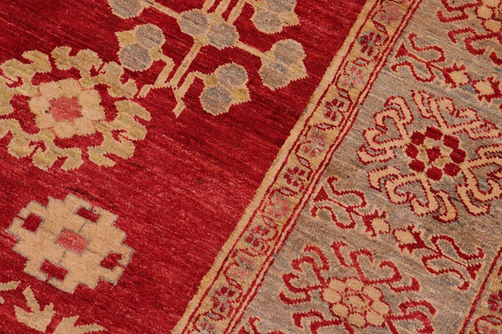 handmade Geometric Kotan Red Lt. Blue Hand Knotted RECTANGLE 100% WOOL area rug 6 x 9