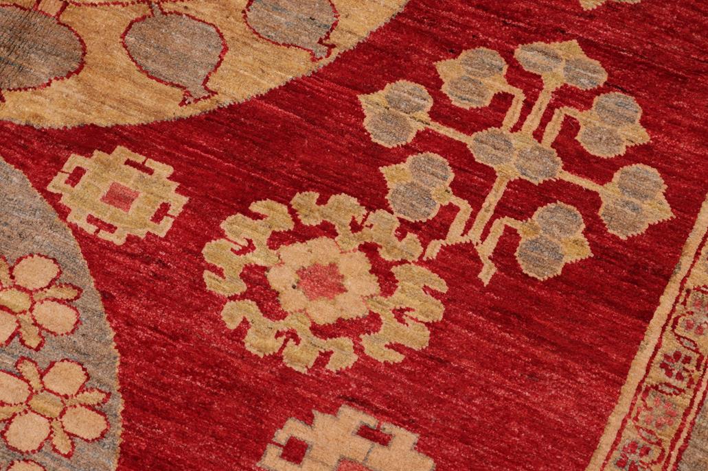 handmade Geometric Kotan Red Lt. Blue Hand Knotted RECTANGLE 100% WOOL area rug 6 x 9