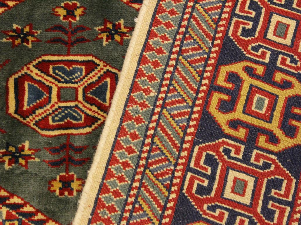 handmade Geometric Sherwan Gold Blue Hand Knotted RECTANGLE 100% WOOL area rug 5x6