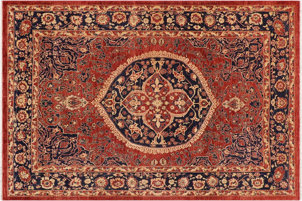 handmade Geometric Kafkaz Chobi Ziegler Rust Blue Hand Knotted RECTANGLE 100% WOOL area rug 9 x 11