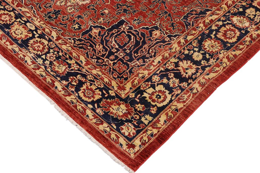 handmade Geometric Kafkaz Chobi Ziegler Rust Blue Hand Knotted RECTANGLE 100% WOOL area rug 9 x 11