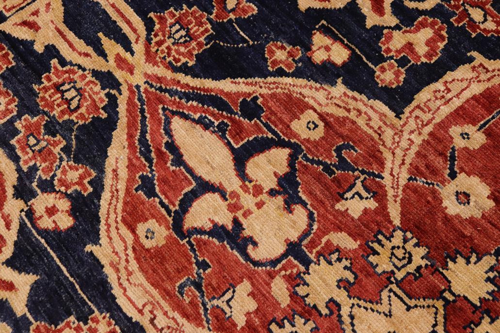 handmade Geometric Kafkaz Chobi Ziegler Rust Blue Hand Knotted RECTANGLE 100% WOOL area rug 9 x 11