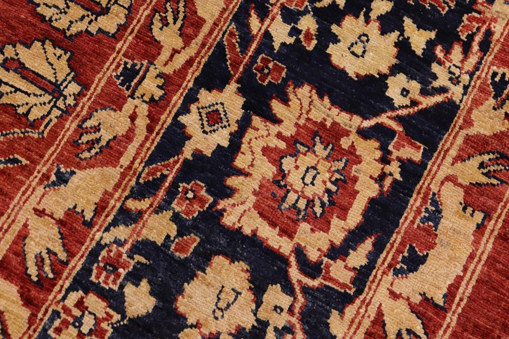 handmade Geometric Kafkaz Chobi Ziegler Rust Blue Hand Knotted RECTANGLE 100% WOOL area rug 9 x 11