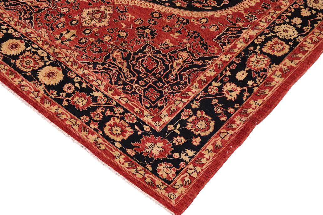 handmade Geometric Kafkaz Chobi Ziegler Rust Blue Hand Knotted RECTANGLE 100% WOOL area rug 9 x 12