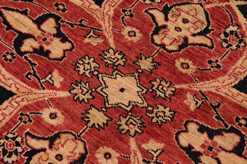handmade Geometric Kafkaz Chobi Ziegler Rust Blue Hand Knotted RECTANGLE 100% WOOL area rug 9 x 12