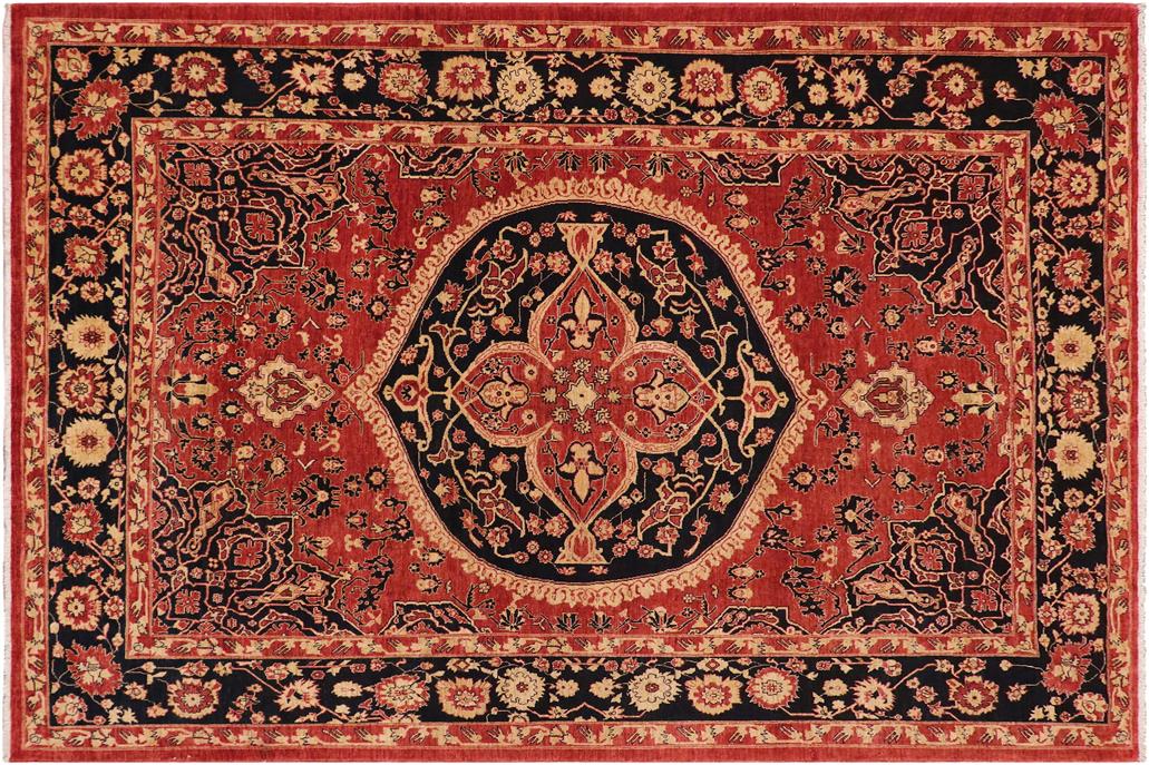 handmade Geometric Kafkaz Chobi Ziegler Rust Blue Hand Knotted RECTANGLE 100% WOOL area rug 9 x 12