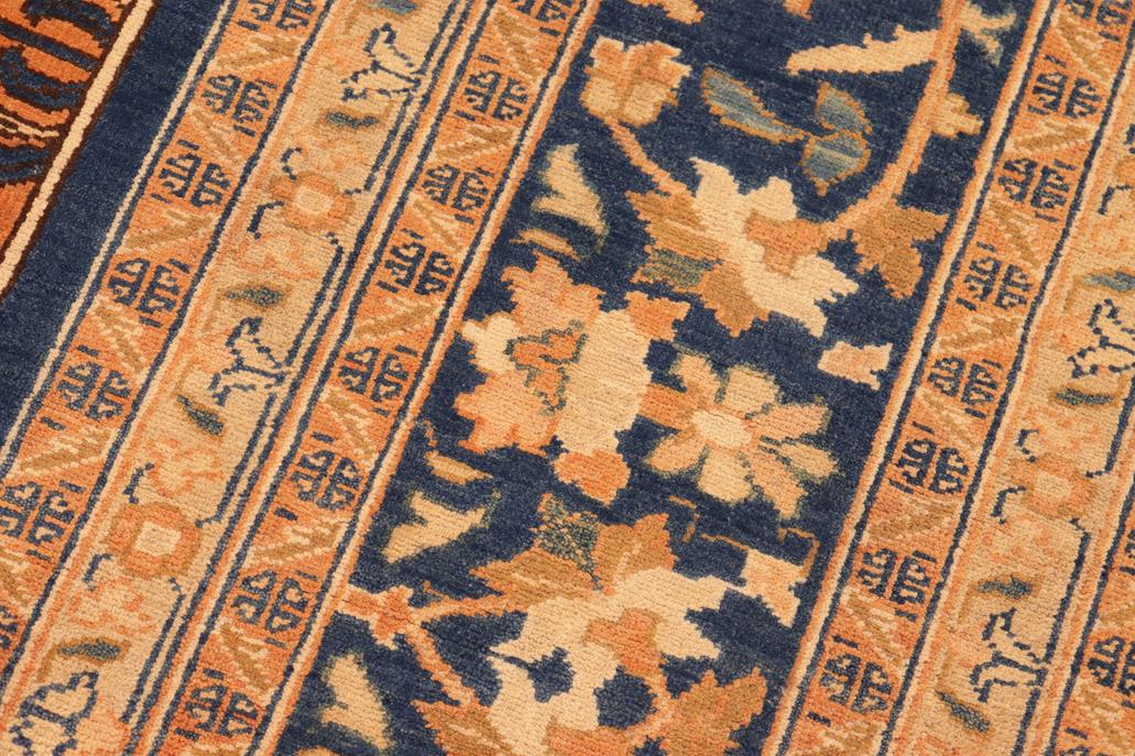 handmade Geometric Kafkaz Chobi Ziegler Rust Blue Hand Knotted RECTANGLE 100% WOOL area rug 8 x 10