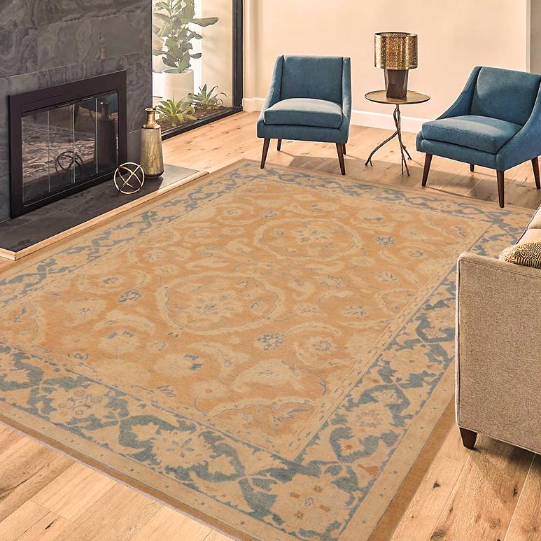 handmade Traditional Kafkaz Chobi Ziegler Lt. Brown Blue Hand Knotted RECTANGLE 100% WOOL area rug 9 x 12