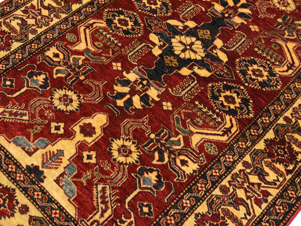 handmade Geometric Super Kazak Red Gold Hand Knotted RECTANGLE 100% WOOL area rug 4x6